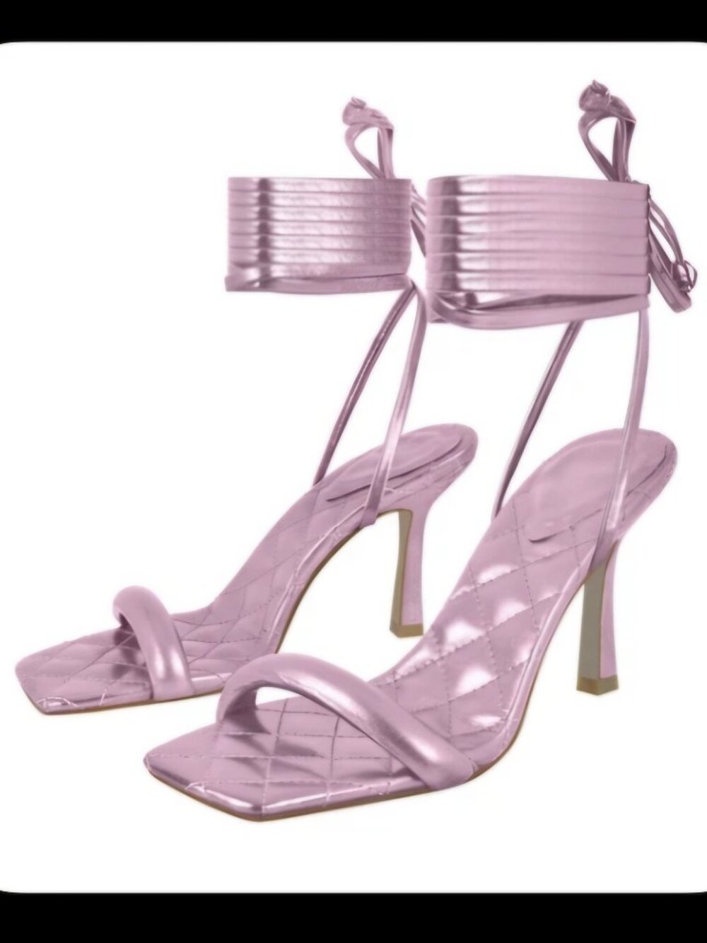 Size 12 Metallic pink sandal heels lace up leg